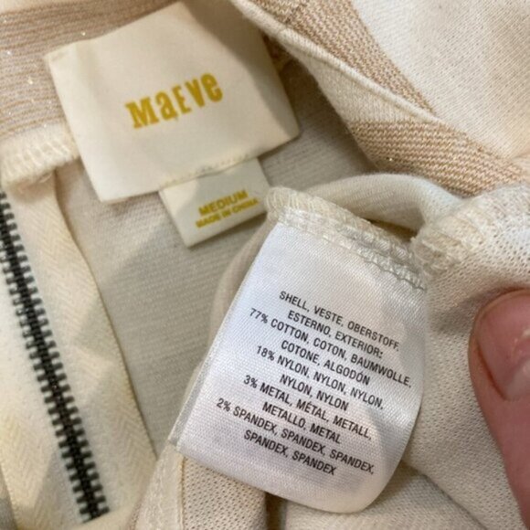 Maeve Helsa Metallic Striped Ruffle Sleeve top medium - Picture 12 of 13